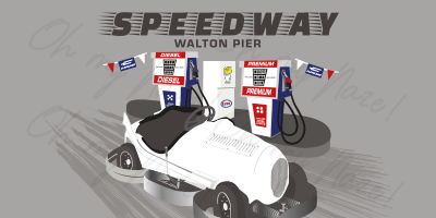 Speedway tote bag header graphic