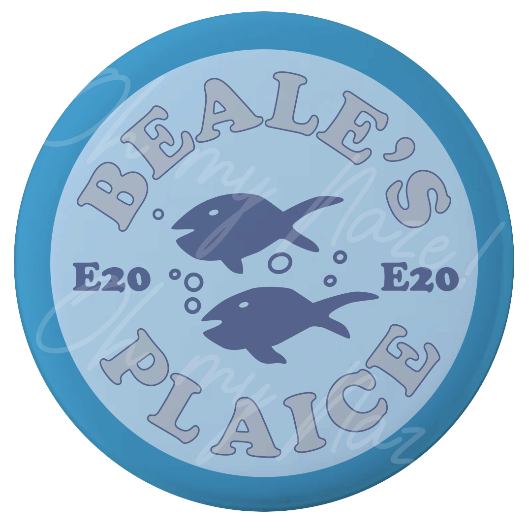 Beale's Plaice badge -Eastenders -header graphic