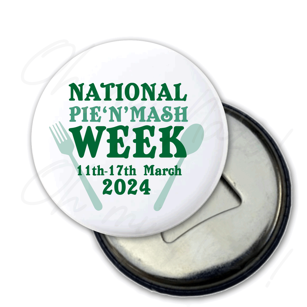 National Pie 'n' Mash Week 2025 bottle opener header graphic