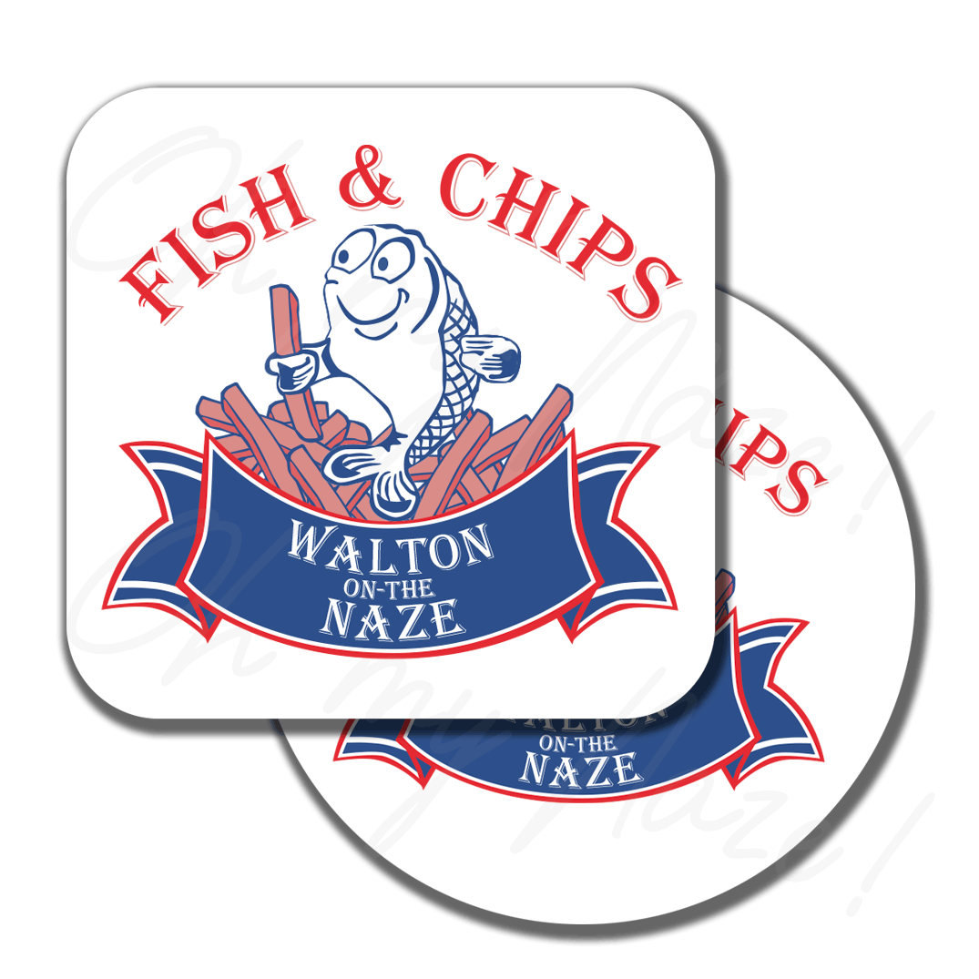 Fish 'n' chips seaside snacks badge header graphic