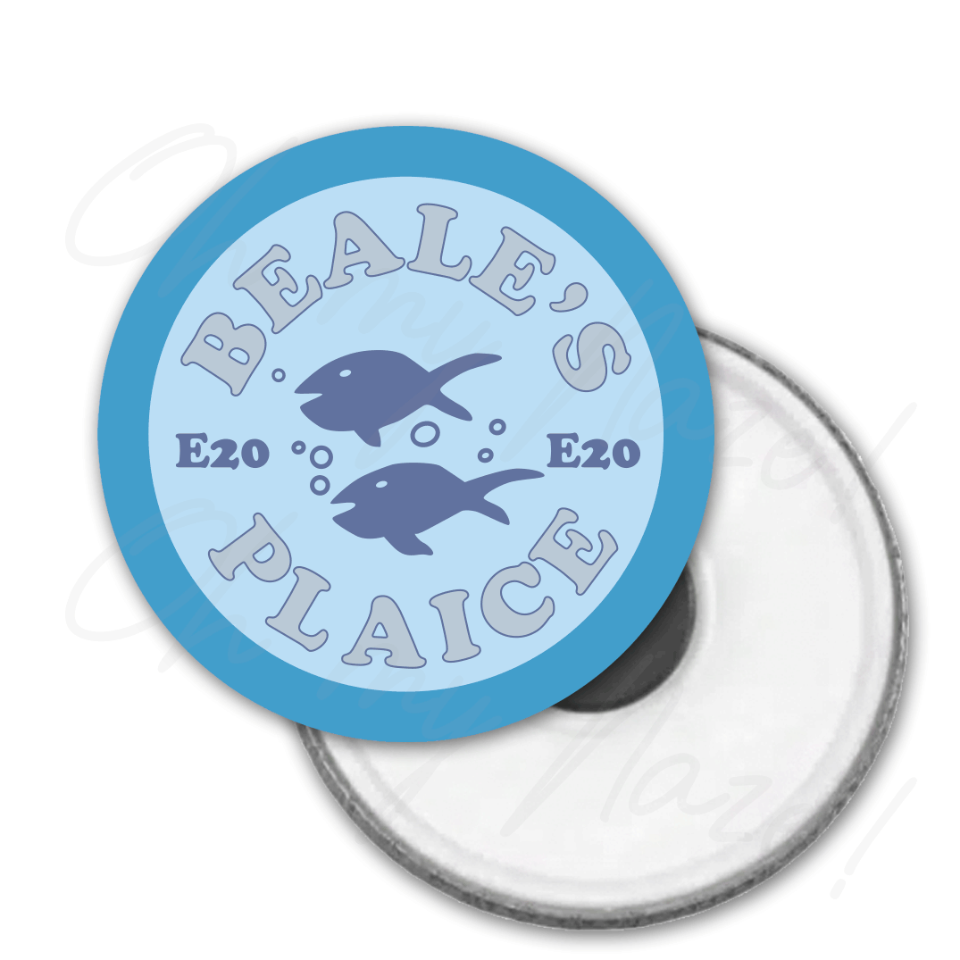 Beale's Plaice badge -Eastenders -header graphic
