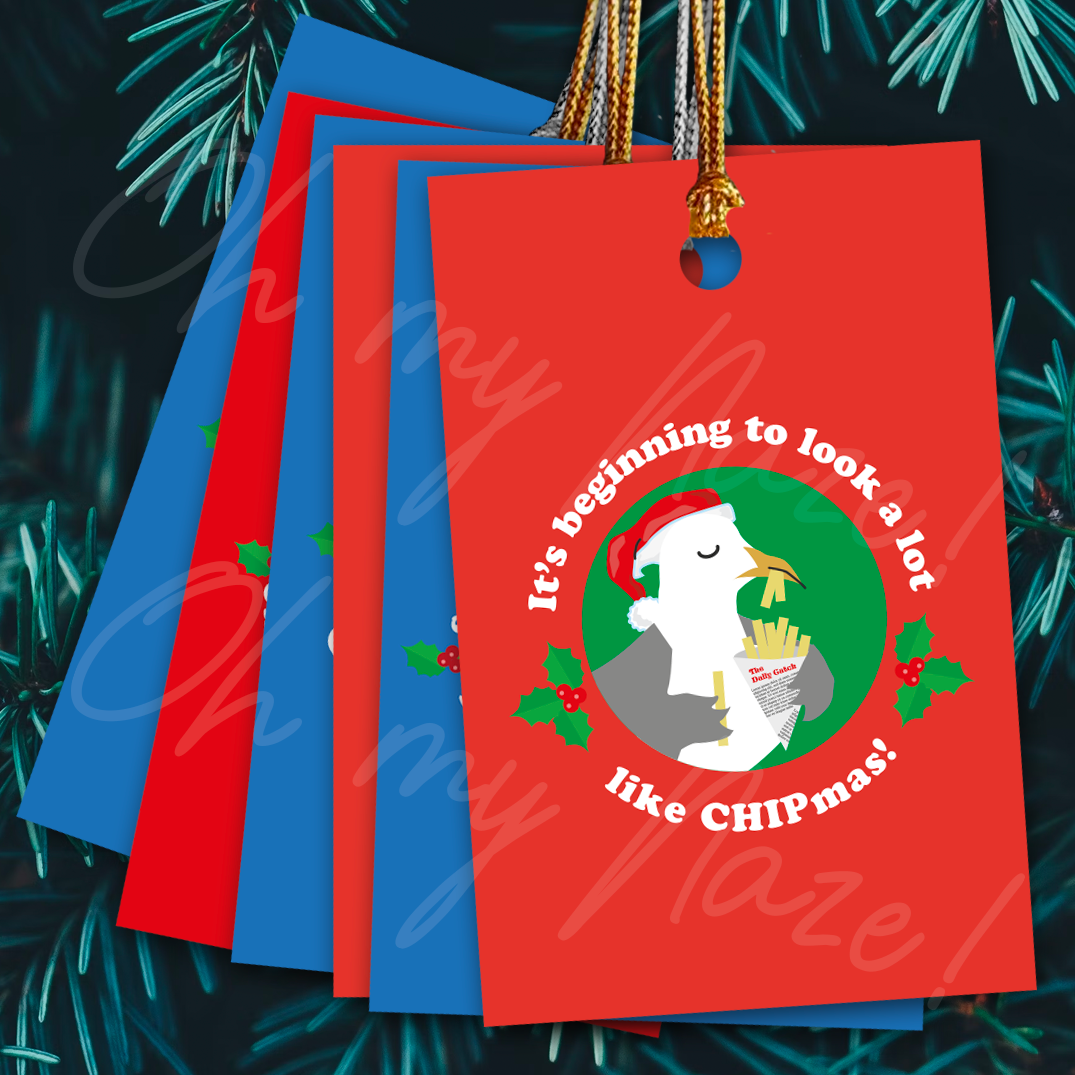 6 x Gull-ty Pleasures Christmas gift tags (mixed) header graphic
