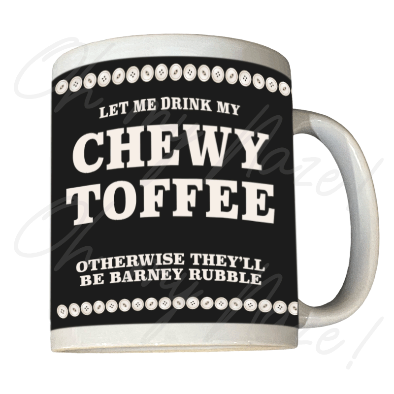 Chewy toffee (coffee) cockney rhyming slang mug header graphic