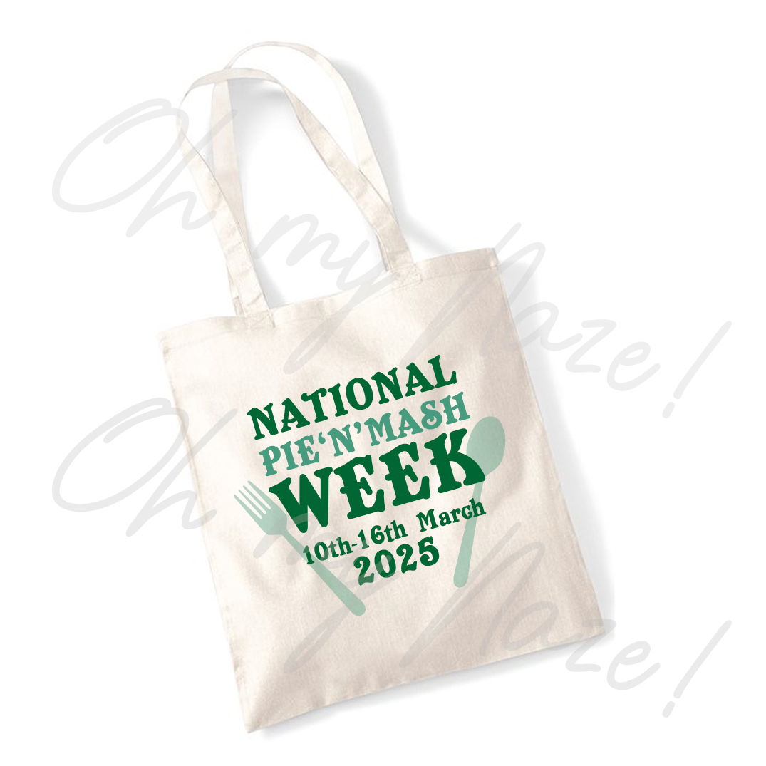 National Pie 'n' Mash Week 2025 tote bag header graphic