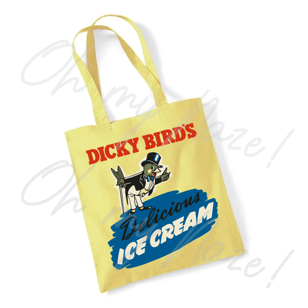 Dicky Bird's / Dicky Birds Ice Cream tote bag header graphic