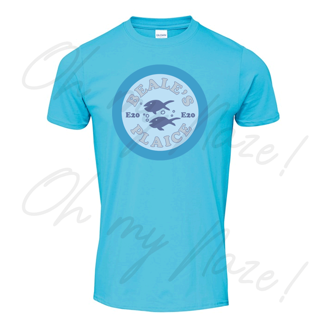 Beale's Plaice E20 inspired T-shirt header graphic
