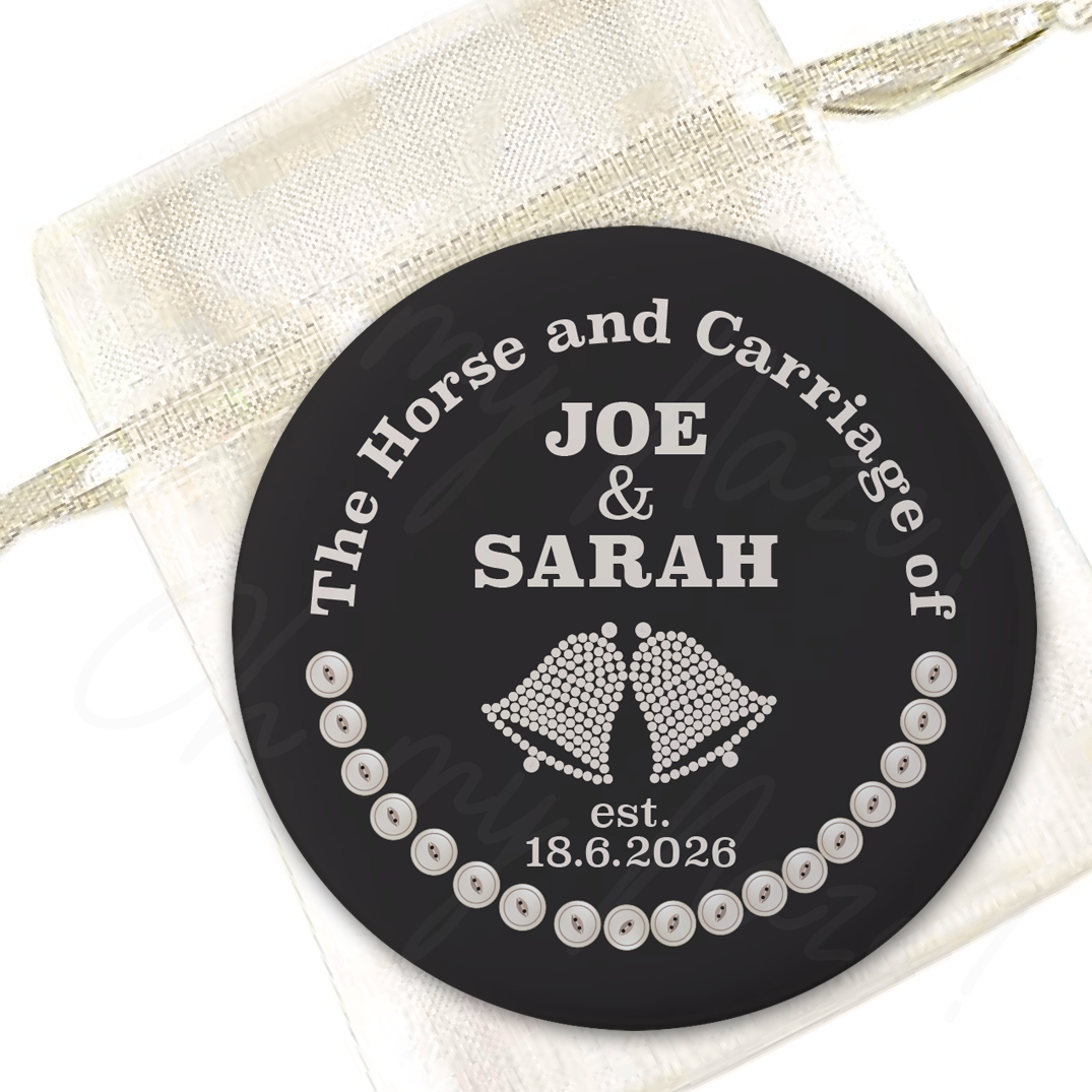 Personalised Cockney wedding favours pocket mirror header graphic