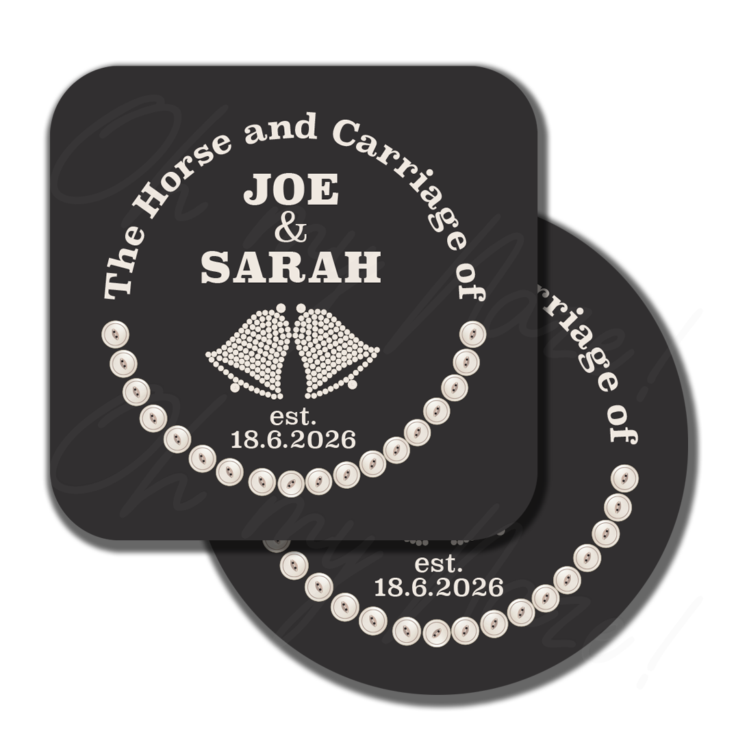 Personalised Cockney wedding favours coaster header graphic