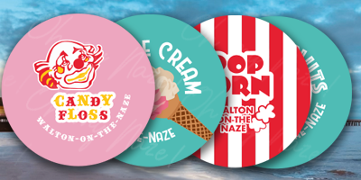 Seaside Snacks (Sweet) Collectors Pack (4 badges & postcard) header graphic